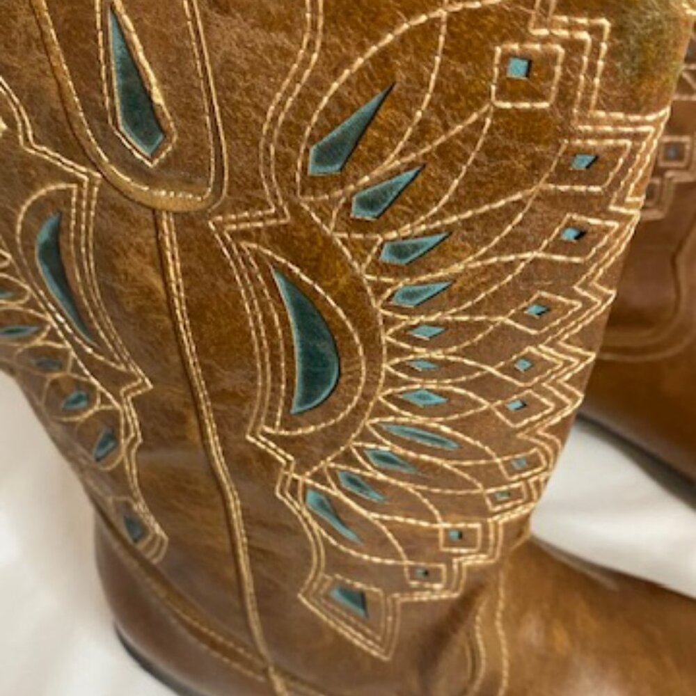 Coconuts Cowboy Women's Bandolero Brown Western Boots, size 8.5 M - Picture 5 of 8